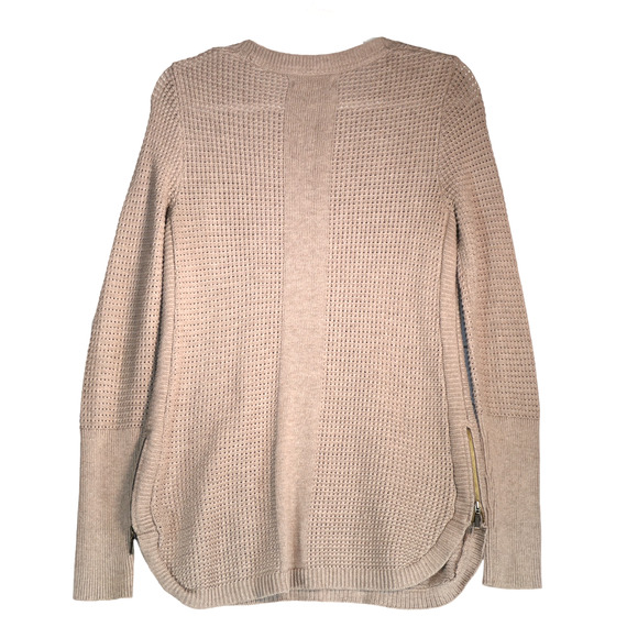 Dakini Tunic Sweater Womens Small Oatmeal Zipper Detail Sides Thermal Type Knit - Picture 4 of 8